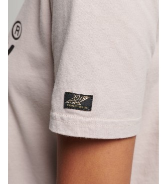 Superdry T-shirt med beige Vintage Logo-kanter og logo