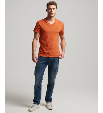 Superdry Koszulka V-neck z bawełny organicznej Essential pomarańczowa