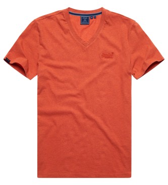 Superdry V-neck t-shirt in organic cotton Essential orange