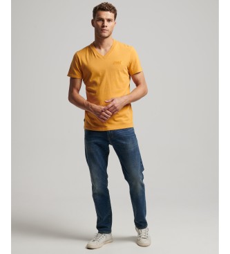 Superdry T-Shirt mit V-Ausschnitt aus Bio-Baumwolle Essential gelb