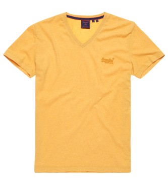 Superdry Koszulka V-neck z bawełny organicznej Essential żółta
