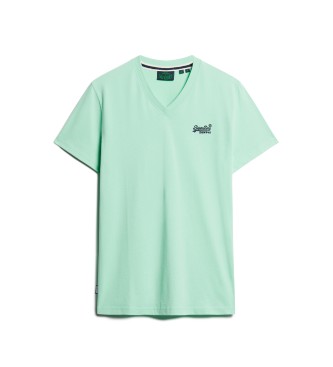 Superdry T-shirt  col en V en coton biologique Vert essentiel