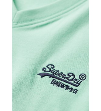 Superdry T-shirt verde Essential con scollo a V in cotone organico