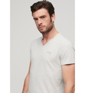 Superdry T-shirt com gola em V em algodo orgnico Cinzento essencial
