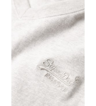 Superdry T-shirt Essential grijs met V-hals van biologisch katoen