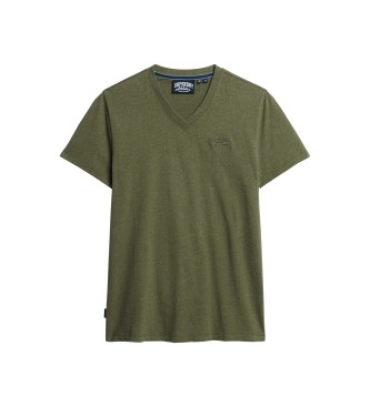 Superdry T-shirt com gola em V em algodo orgnico Verde essencial