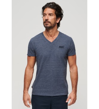Superdry T-shirt con scollo a V in cotone organico essenziale blu scuro