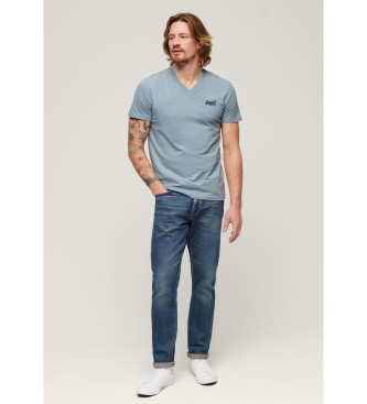 Superdry V-neck T-shirt in organic cotton Essential blue