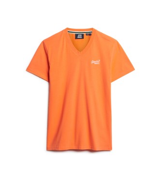 Superdry T-shirt  col en V en coton biologique Essential orange