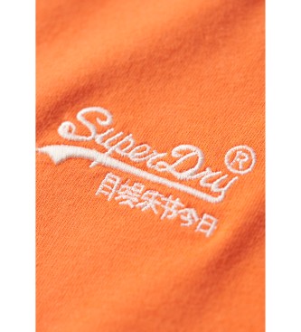 Superdry T-shirt arancione Essential con scollo a V in cotone biologico