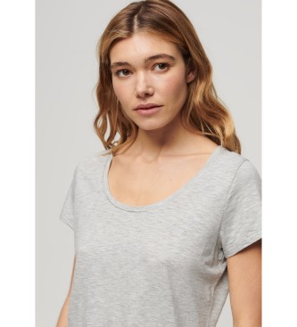 Superdry T-shirt grigia con scollo rotondo ampio