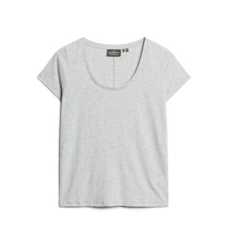 Superdry T-shirt grigia con scollo rotondo ampio