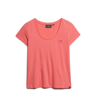 Superdry T-shirt Studios color corallo con scollo ampio e girocollo