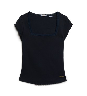 Superdry Athletic Essential navy square neckline T-shirt