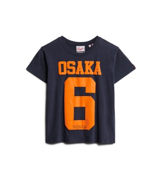 Superdry T-shirt met relif Osaka 6 marine