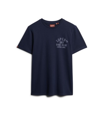 Superdry T-shirt z granatową grafiką Copper Label na piersi