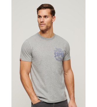 Superdry T-shirt med gr Copper Label-grafik p brstet