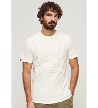 Superdry T-shirt avec graphisme en relief Archive blanc