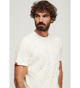 Superdry T-shirt con grafica bianca in rilievo d'archivio