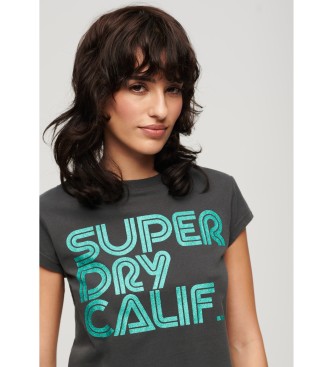 Superdry T-shirt com logtipo retro brilhante preto