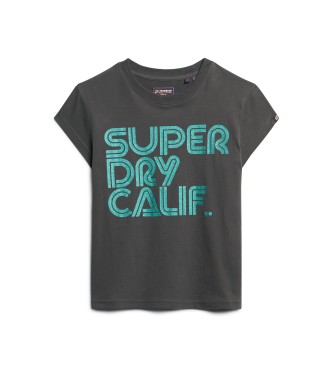 Superdry Retro glitter logo t-shirt sort