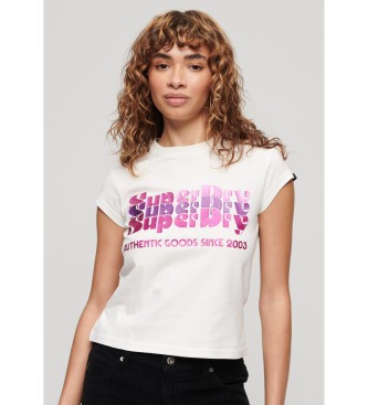 Superdry Camiseta Retro Glitter blanco