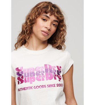 Superdry Camiseta Retro Glitter blanco