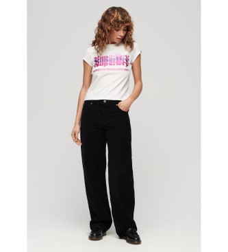Superdry Camiseta Retro Glitter blanco