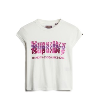 Superdry Camiseta Retro Glitter blanco