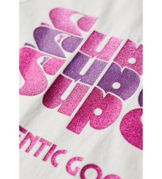 Superdry Camiseta Retro Glitter blanco