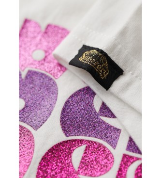 Superdry Camiseta Retro Glitter blanco