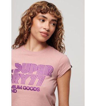 Superdry Roze Retro Glitter Logo T-shirt