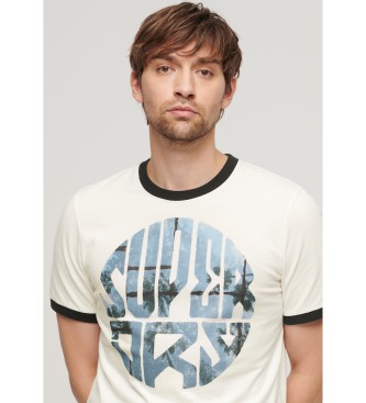 Superdry T-shirt fotografica bianco sporco