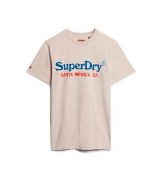 Superdry Koszulka z logo Venue Duo beżowa