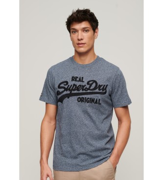Superdry Niebieska koszulka z haftem w stylu vintage