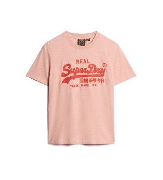 Superdry T-shirt con logo vintage ricamato rosa