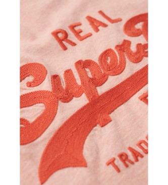 Superdry T-shirt com logtipo Vintage bordado a rosa