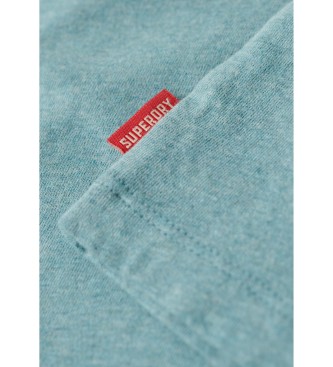 Superdry T-shirt blu con logo vintage ricamato
