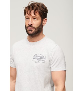 Superdry Camiseta con logotipo Vintage Heritage gris claro