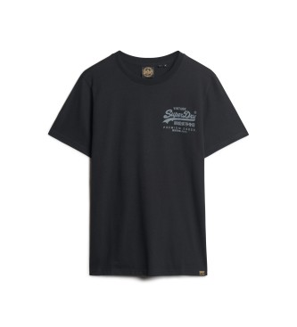 Superdry Czarny T-shirt z logo Vintage Heritage