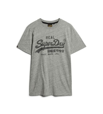 Superdry T-shirt z logo Vintage Logo szary