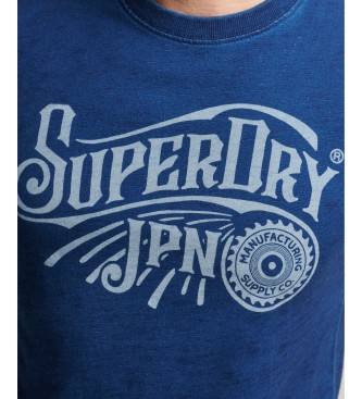 Superdry Koszulka z logo Vintage Logo Script Indigo Workwear niebieska