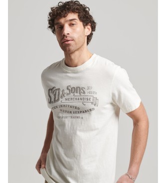 Superdry T-shirt con logo da lavoro vintage Logo Script bianca