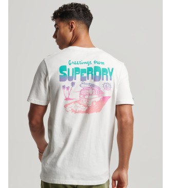 Superdry Camiseta con logotipo Vintage Travel Sticker blanco