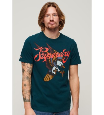 Superdry T-shirt med grnt Script-tatueringmotiv