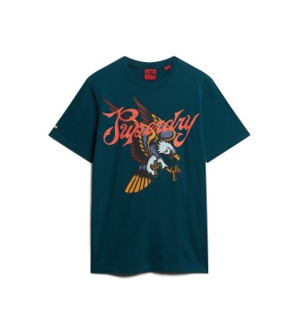 Superdry T-Shirt mit grnem Script-Tattoo-Motiv