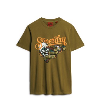 Superdry T-Shirt mit grnem Script-Tattoo-Motiv