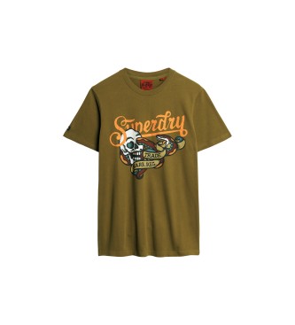 Superdry T-shirt with green Script tattoo motif
