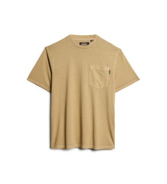 Superdry T-shirt z kontrastowymi szwami i brązową kieszenią