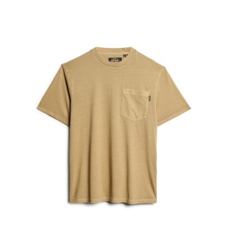 Superdry T-shirt with contrasting stitching and brown pocket